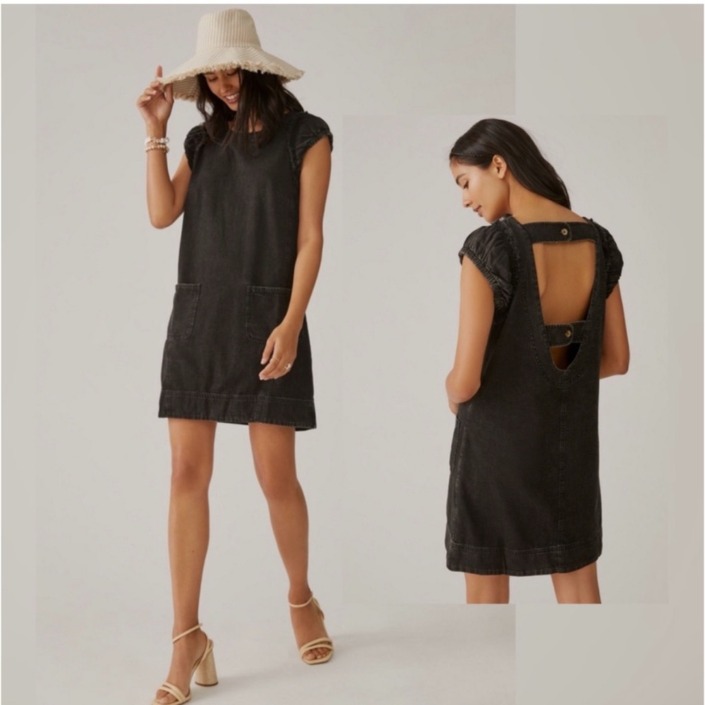 NWT Anthropologie Pilcro Ruffle-Shoulder Utility Mini Dress